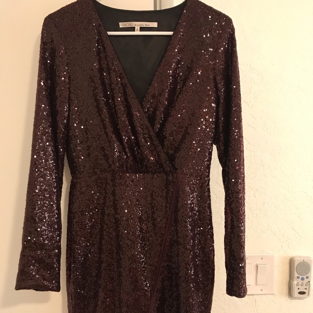 Burgundy Sequined Midi Dress